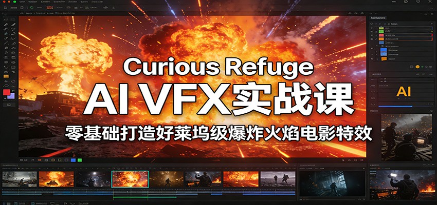 Curious Refuge AI VFX实战课，零基础打造好莱坞级爆炸火焰电影特效-难事易副业库