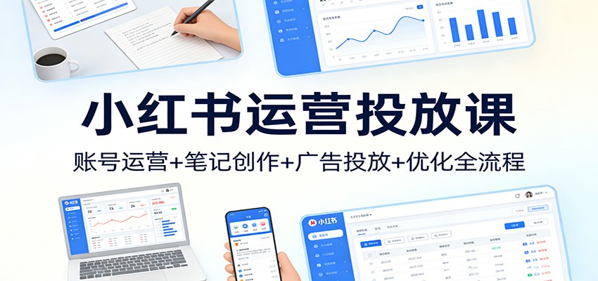 小红书运营投放课：账号运营+笔记创作+广告投放+优化全流程-难事易副业库