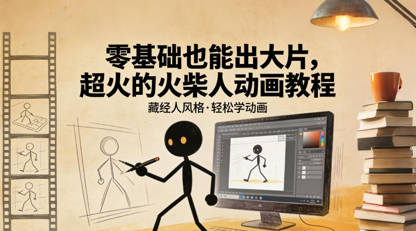 零基础也能出大片，超火的火柴人动画教程（藏经人风格）-难事易副业库