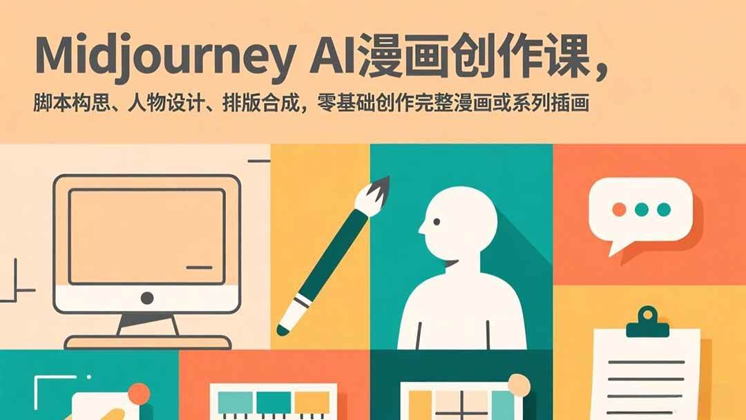 （17299期）Midjourney AI漫画创作课，脚本构思、人物设计、排版合成，零基础创作完整漫画或系列插画-难事易副业库