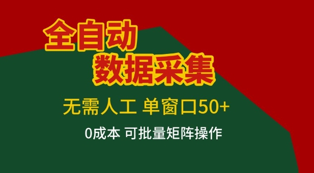 全自动数据采集项目，无需人工，单窗口可达50+收益，操作简单无难度，一个人也能轻松实现矩阵【揭秘】-难事易副业库