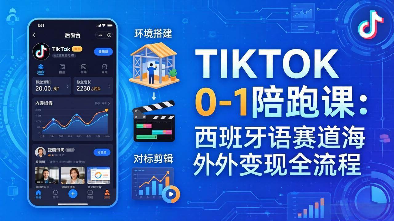 （17908期）TIKTOK 0-1 陪跑课：从环境搭建到刷对标剪辑，西班牙语赛道海外变现全流程-难事易副业库