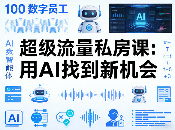 你的AI数字员工100个智能体，超级流量私房课，用AI找到新机会-难事易副业库