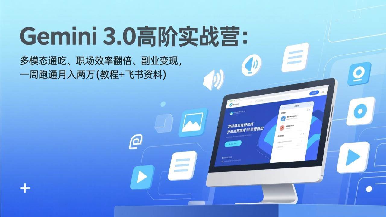 （17386期）Gemini 3.0高阶实战营：多模态通吃、职场效率翻倍、副业变现，一周跑通月入两万(教程+飞书资料)-难事易副业库