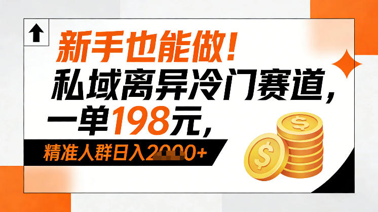 新手也能做！私域离异冷门赛道，一单198，精准人群日入1k+-难事易副业库