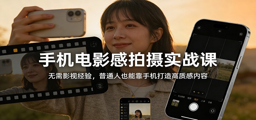 手机电影感拍摄实战课：无需影视经验，普通人也能靠手机打造高质感内容-难事易副业库