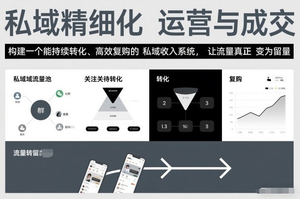 私域精细化运营与成交，构建一个能持续转化、高效复购的私域收入系统，让流量真正变为留量-难事易副业库