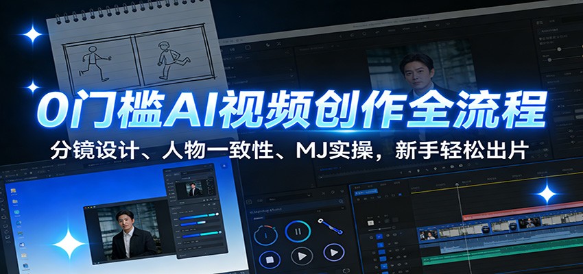 0门槛AI视频创作全流程：分镜设计、人物一致性、MJ实操，新手轻松出片-难事易副业库