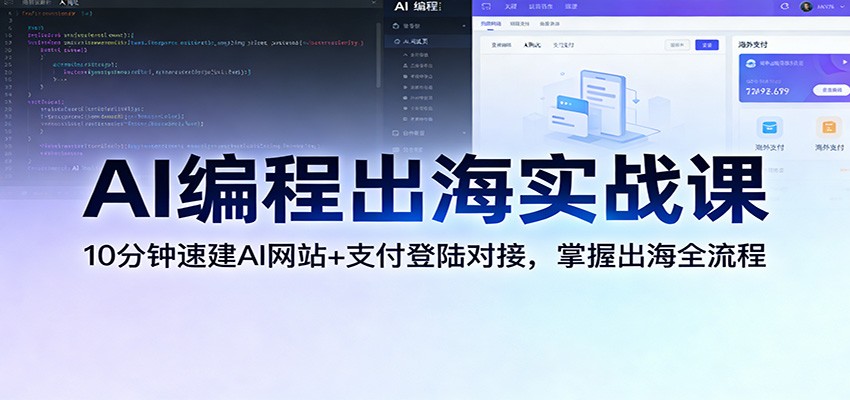 AI编程出海实战课：10分钟速建AI网站+支付登陆对接，掌握出海全流程-难事易副业库