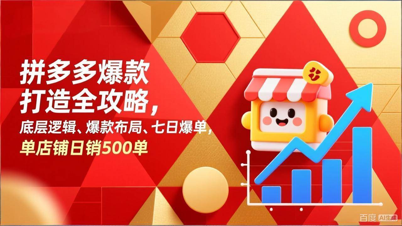 （17346期）拼多多爆款打造全攻略，底层逻辑、爆款布局、七日爆单，单店铺日销500单-难事易副业库