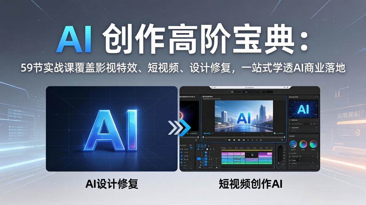 （17887期）AI 创作高阶宝典：59节实战课覆盖影视特效、短视频、设计修复，一站式学透AI商业落地-难事易副业库