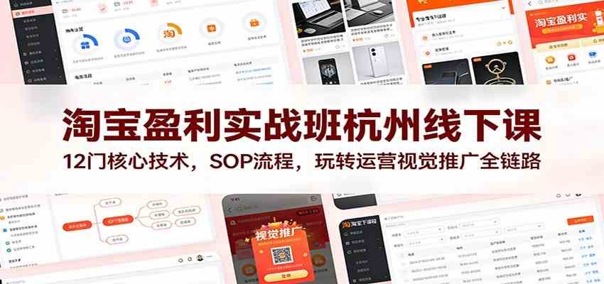 淘宝盈利实战班杭州线下课：12门核心技术，SOP 流程，玩转运营视觉推广全链路-难事易副业库