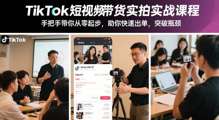TikTok短视频带货实拍实战课程，手把手带你从零起步，助你快速出单，突破瓶颈-难事易副业库