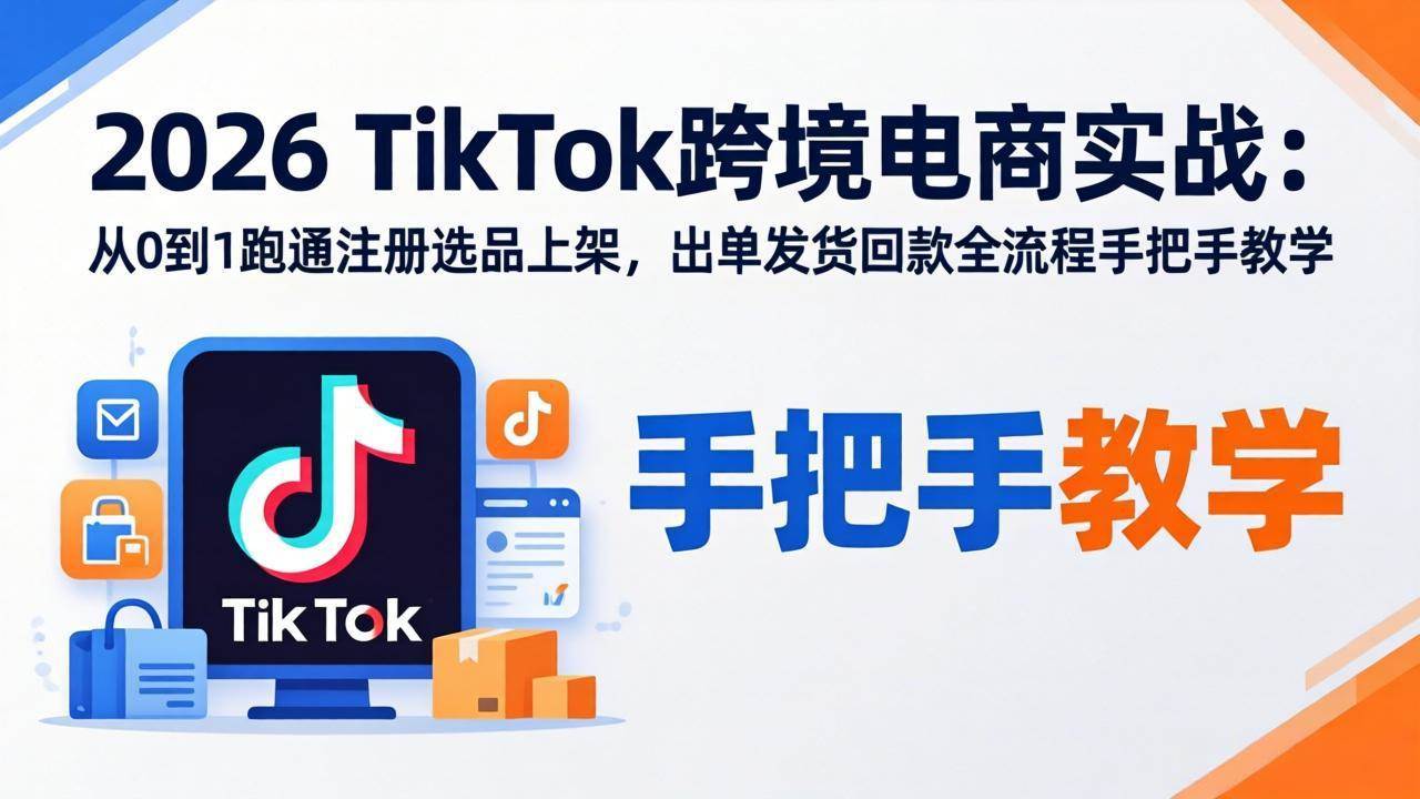 （17850期）2026TikTok跨境电商实战：从0到1跑通注册选品上架，出单发货回款全流程手把手教学-难事易副业库