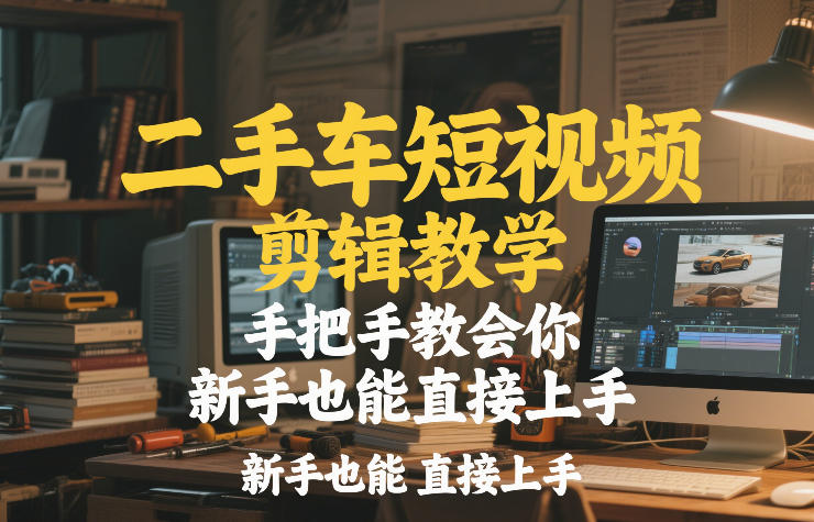 二手车短视频剪辑教学，手把手教会你，新手也能直接上手-难事易副业库