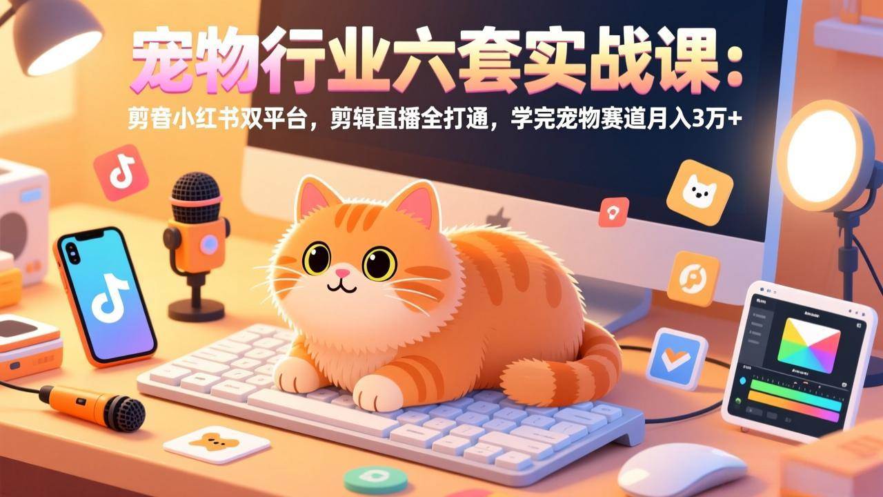 （17411期）宠物行业六套实战课：抖音小红书双平台，剪辑直播全打通，学完宠物赛道月入3万+-难事易副业库