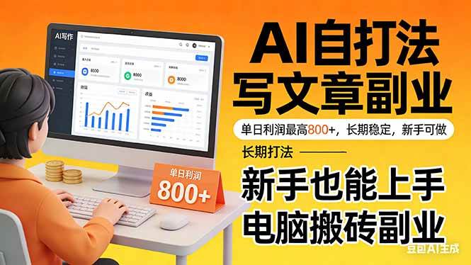 （17598期）靠 AI 自动写文章，单日利润最高800+，长期打法，新手也能上手，电脑搬砖副业-难事易副业库