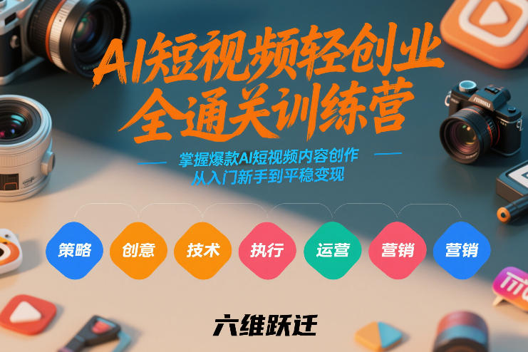 AI短视频轻创业全通关训练营，掌握爆款AI短视频内容创作，从入门新手到平稳变现的六维跃迁-难事易副业库