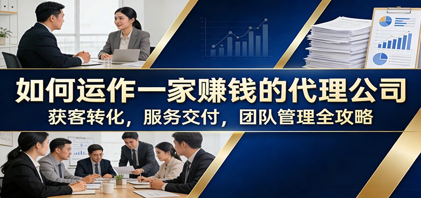 如何运作一家赚钱的代理公司：获客转化，服务交付，团队管理全攻略-难事易副业库