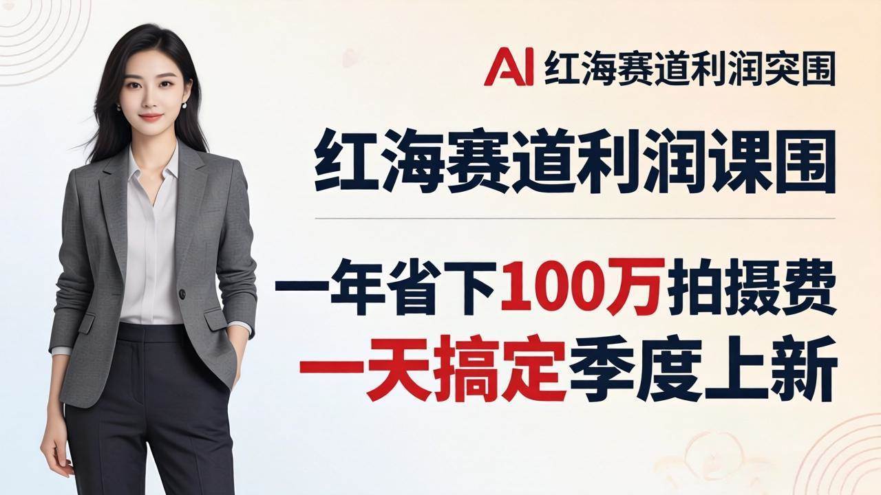 （17884期）服装老板AI模特图课：一年省下100万拍摄费，一天搞定季度上新，红海赛道利润突围-难事易副业库