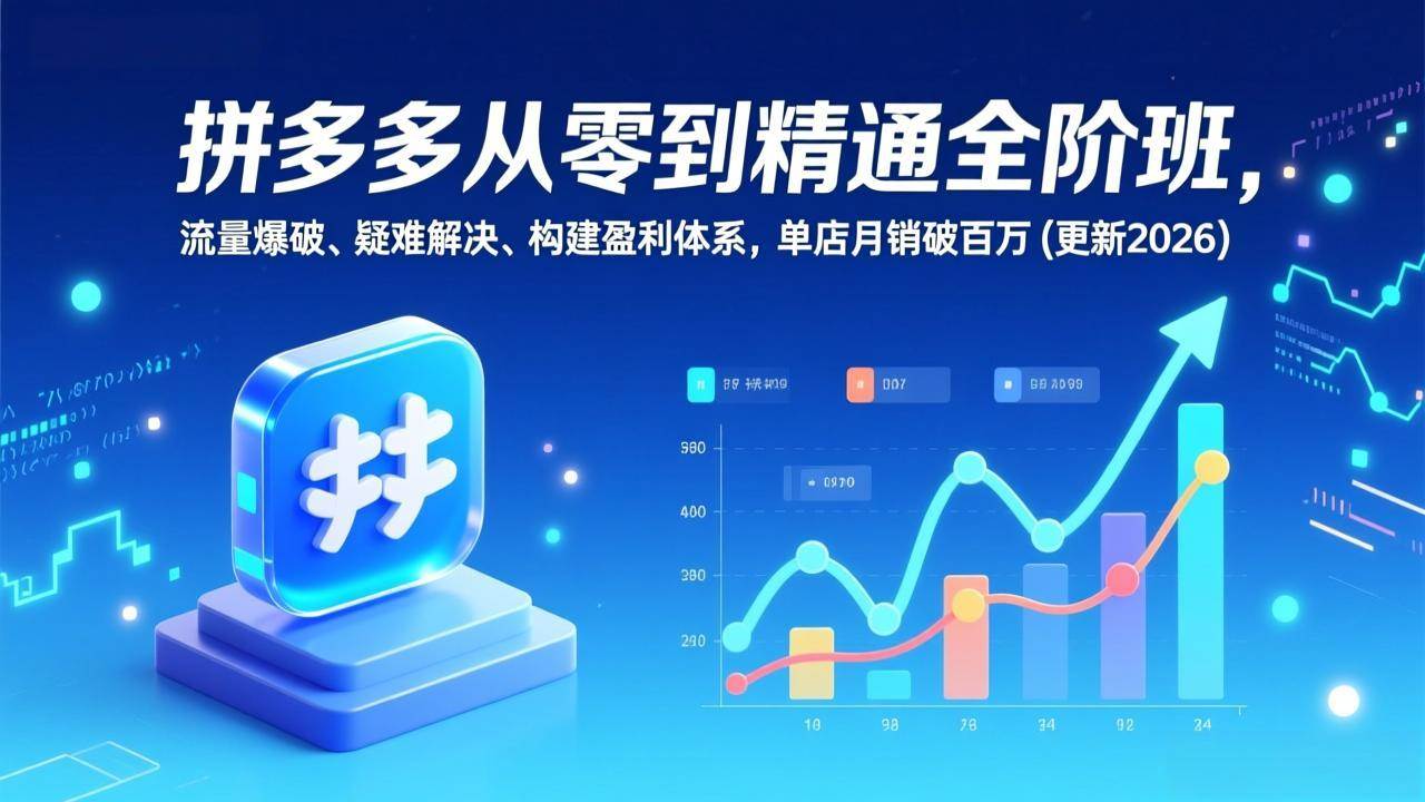 （17148期）拼多多从零到精通全阶班，流量爆破、疑难解决，构建盈利体系，单店月销破百万(更新2026)-难事易副业库