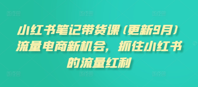 小红书笔记带货课，流量电商新机会，抓住小红书的流量红利(更新26年2月)-难事易副业库