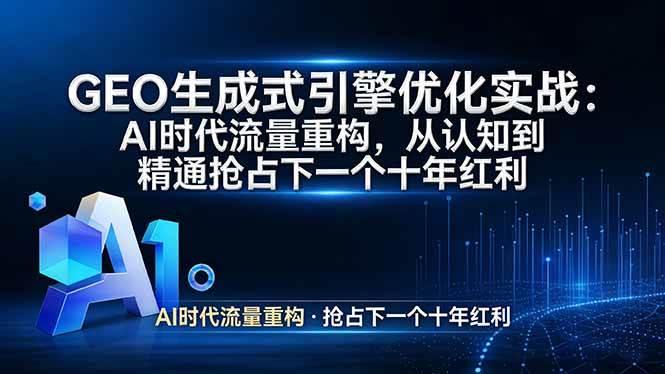 （17708期）GEO 生成式引擎优化实战：AI时代流量重构，从认知到精通抢占下一个十年红利-难事易副业库
