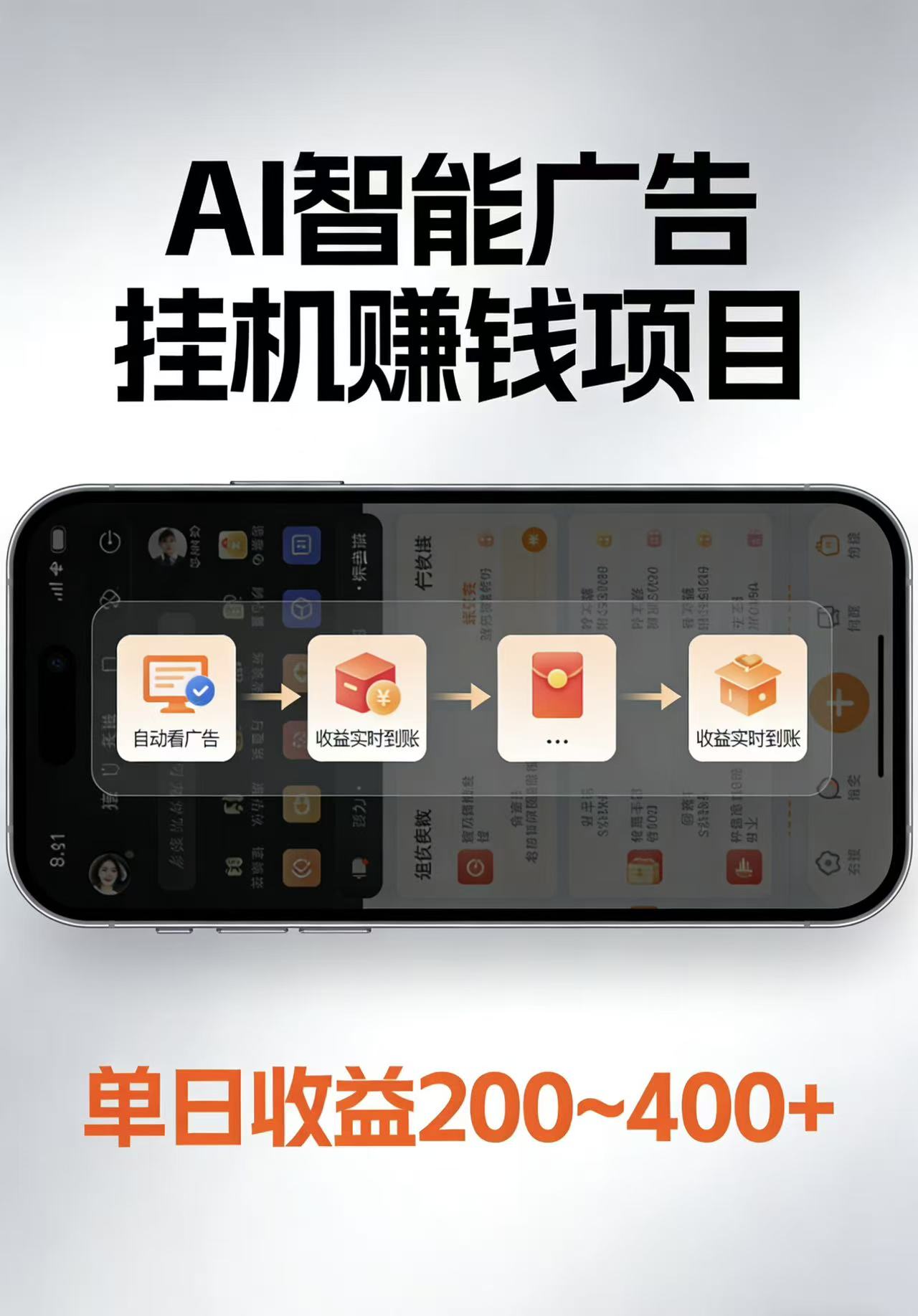 AI智能挂机看广告，每日稳定收益200-400+-难事易副业库