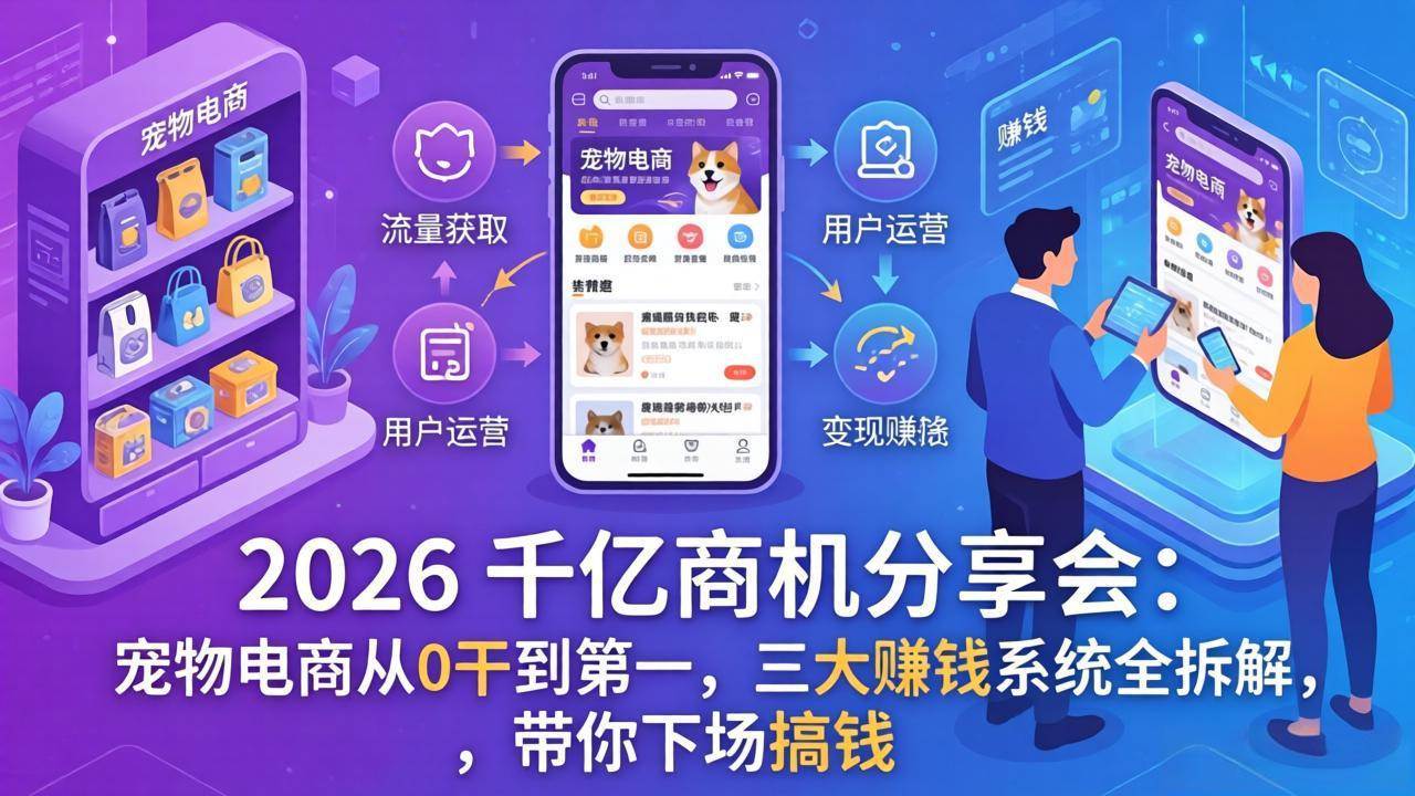 （17726期）2026 千亿商机分享会：宠物电商从0干到第一，三大赚钱系统全拆解，带你下场搞钱-难事易副业库
