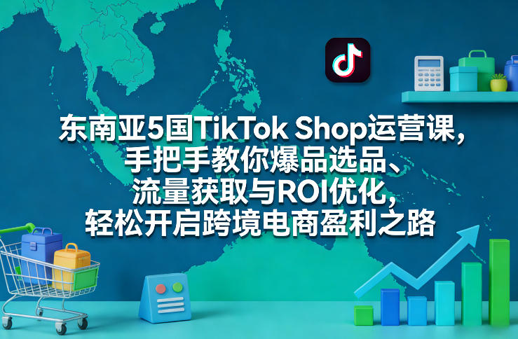东南亚5国TikTok Shop运营课，手把手教你爆品选品、流量获取与ROI优化，轻松开启跨境电商盈利之路-难事易副业库
