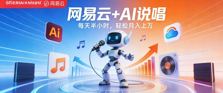 网易云+AI说唱，每天半小时，AI内容创作+流量变现，轻松月入1W-难事易副业库
