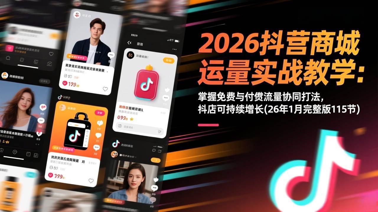 （17165期）2026抖音商城运营实战教学：掌握免费与付费流量协同打法，抖店可持续增长(26年1月完整版115节)-难事易副业库