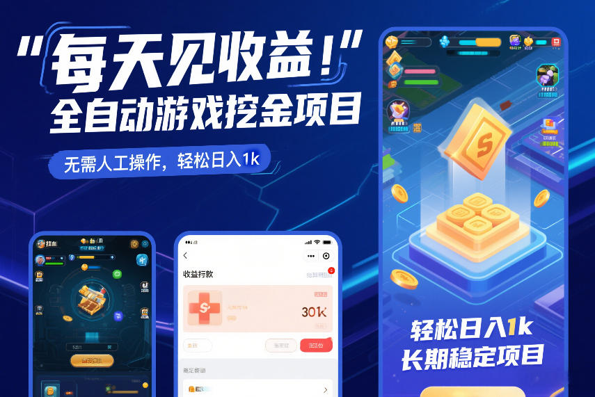 每天见收益，全自动游戏挖金项目，无需人工操作，轻松日入1k，长期稳定项目【揭秘】-难事易副业库