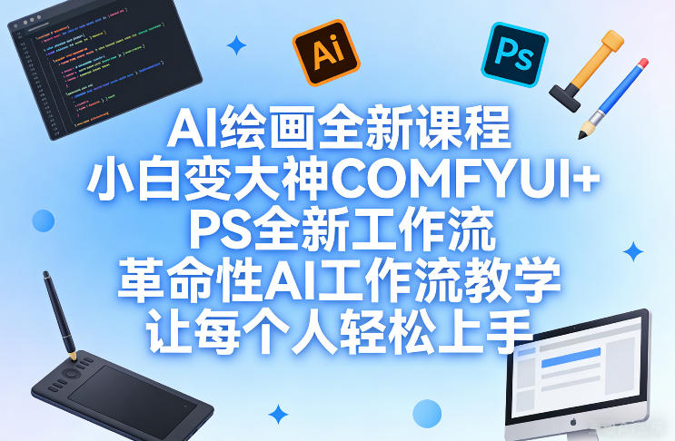 AI绘画全新课程，小白变大神COMFYUI+PS全新工作流，革命性AI工作流教学，让每个人轻松上手-难事易副业库