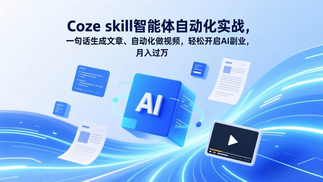 （17399期）Coze skill智能体自动化实战，一句话生成文章、自动化做视频，轻松开启AI副业，月入过万-难事易副业库