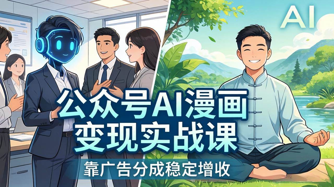 （17921期）公众号AI漫画变现实战课：星座/职场/养生多赛道+智能体发文，靠广告分成稳定增收-难事易副业库