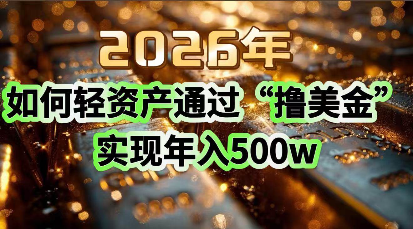 （17033期）2026年如何轻资产通过“撸美金”实现年入500w-难事易副业库