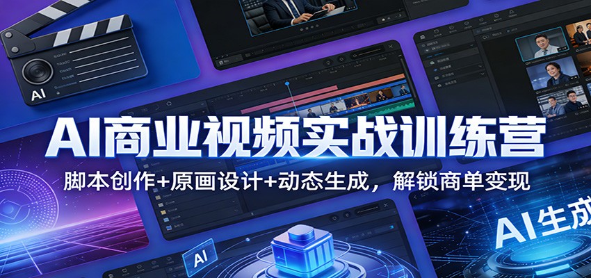 AI商业视频实战训练营：脚本创作+原画设计+动态生成，解锁商单变现-难事易副业库