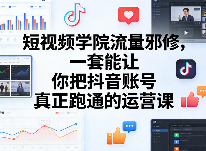 短视频学院流量邪修，一套能让你把抖音账号真正跑通的运营课-难事易副业库
