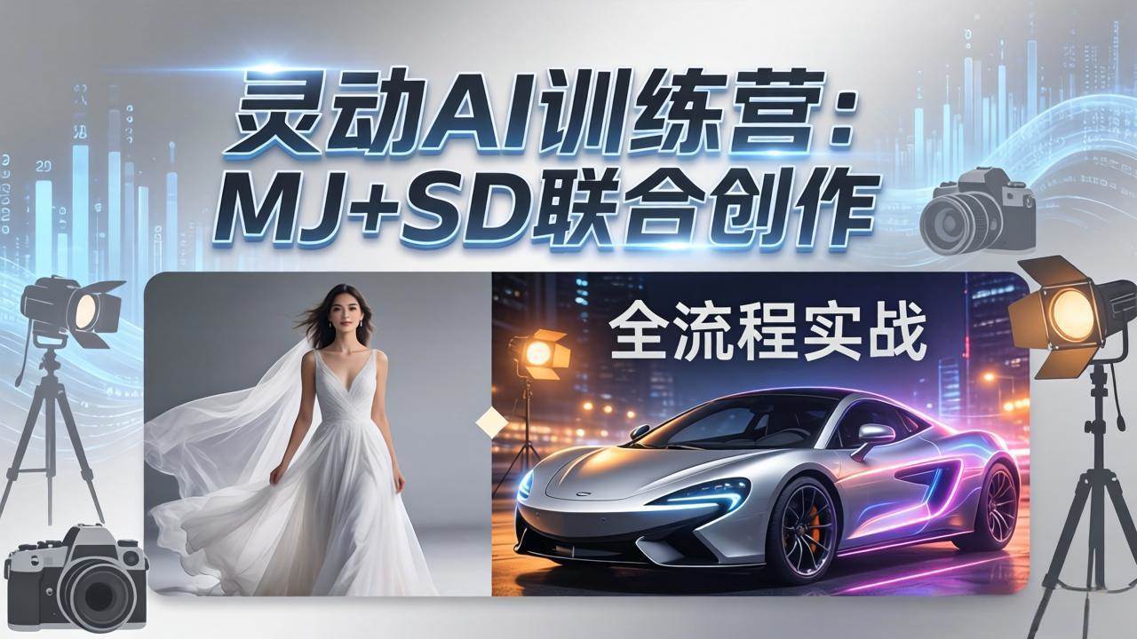 （17795期）灵动AI训练营-3.0课程：MJ+SD联合创作，从婚纱大片到汽车广告，摄影后期全流程实战-难事易副业库