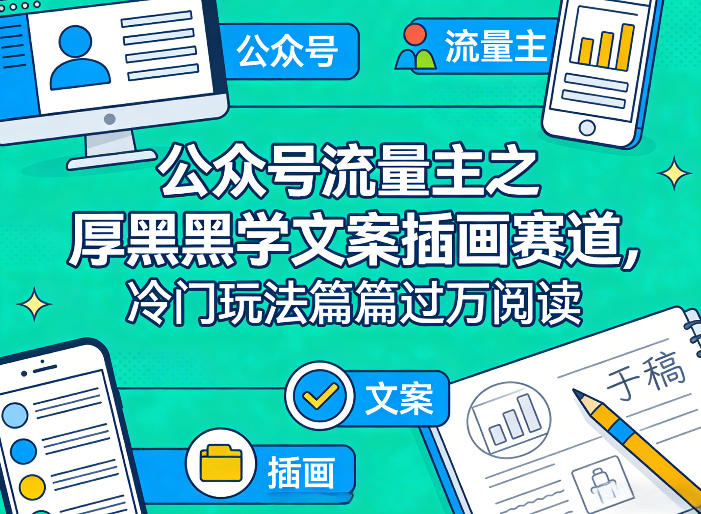 公众号流量主之厚黑学文案插画赛道，冷门玩法篇篇过万阅读-难事易副业库