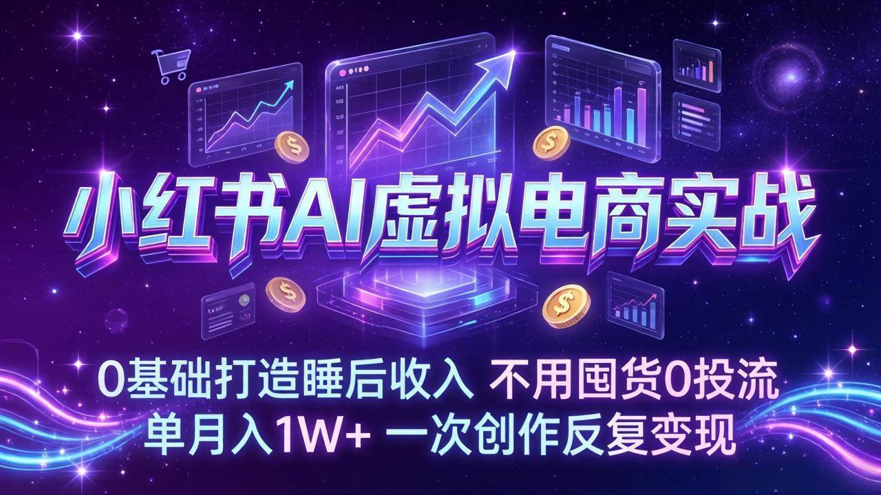 （17607期）小红书AI虚拟电商实战：0基础打造睡后收入，不用囤货0投流，单月入1W+，一次创作反复变现-难事易副业库