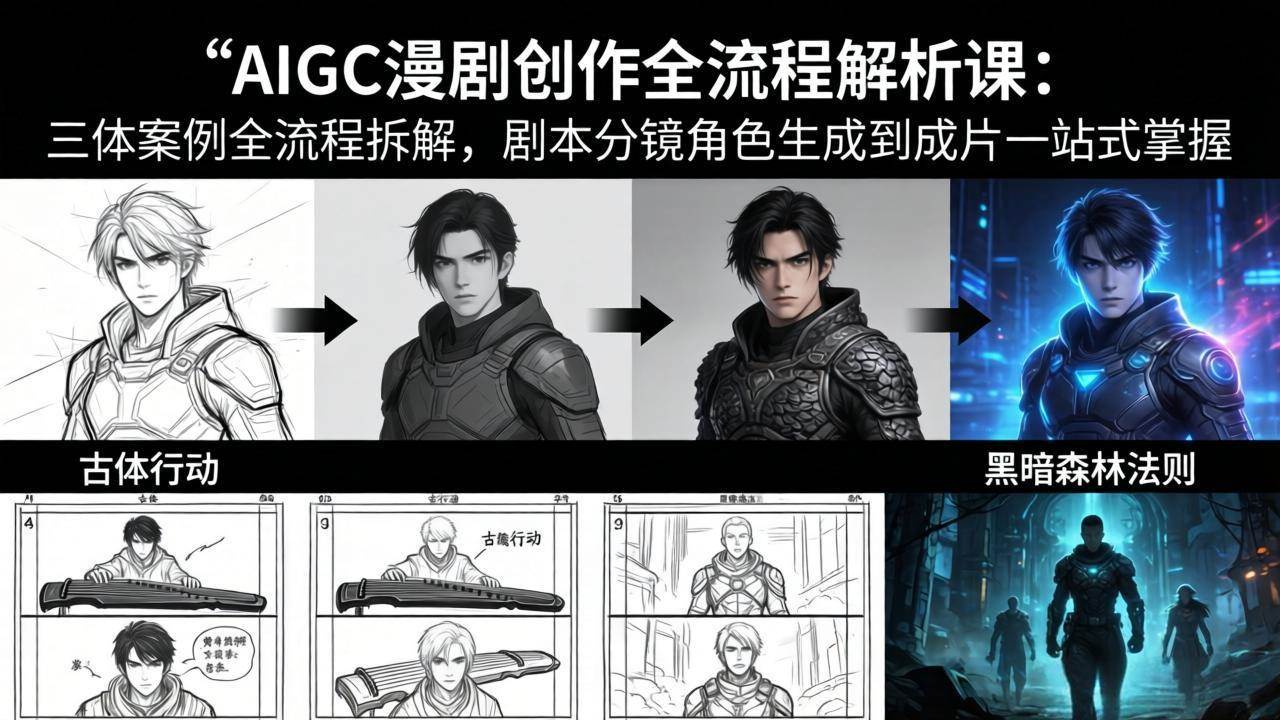 （17879期）AIGC漫剧创作全流程解析课：三体案例全流程拆解，剧本分镜角色生成到成片一站式掌握-难事易副业库