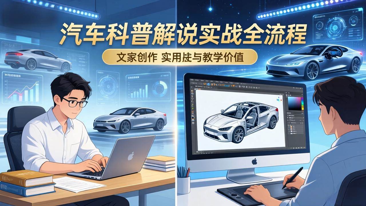 （17665期）抖音汽车科普解说实战：文案+动画+画面处理+去水印全流程，打造专业汽车科普视频-难事易副业库