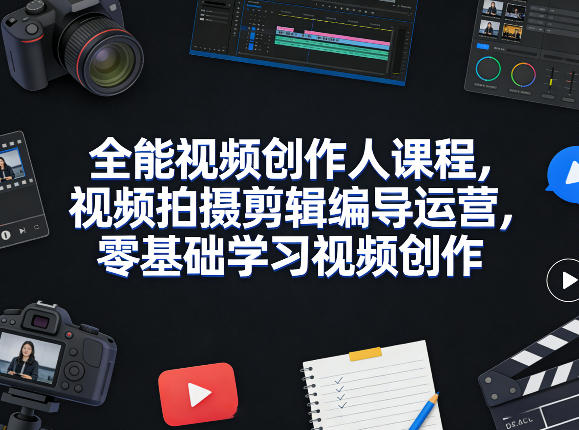 全能视频创作人课程，视频拍摄剪辑编导运营，零基础学习视频创作（更新2026年3月）-难事易副业库