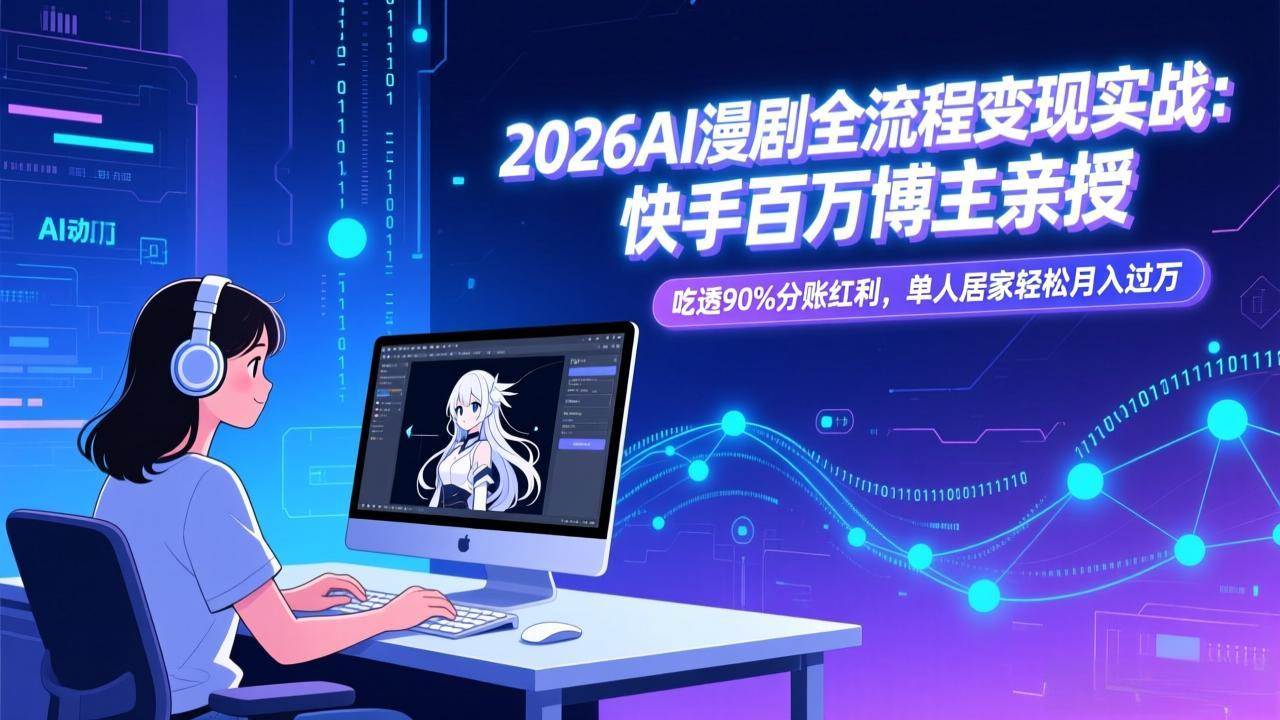 （17266期）2026AI漫剧全流程变现实战：快手百万博主亲授，吃透90%分账红利，单人居家轻松月入过万-难事易副业库