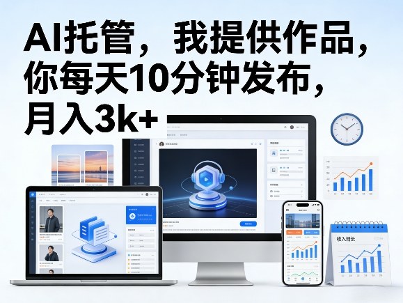 公众号AI托管，我提供作品，你每天10分钟发布，月入3k+【揭秘】-难事易副业库