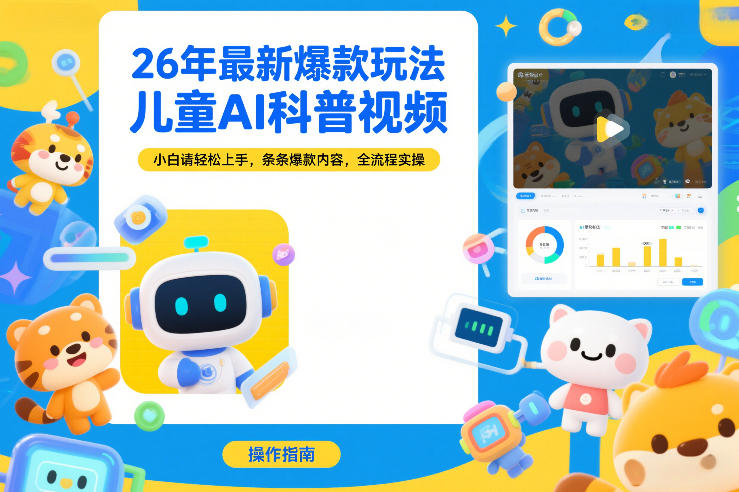 26年最新爆款玩法，儿童AI科普视频，小白请轻松上手，条条爆款内容，全流程实操-难事易副业库