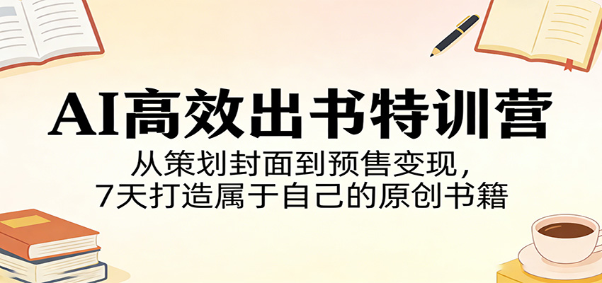 AI高效出书特训营：从策划封面到预售变现，7天打造属于自己的原创书籍-难事易副业库