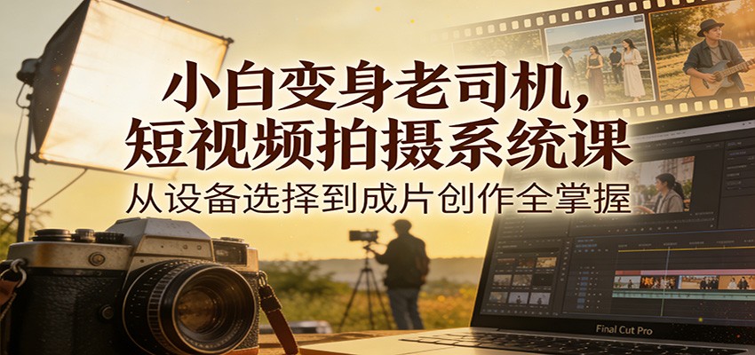 小白变身老司机，短视频拍摄系统课，从设备选择到成片创作全掌握-难事易副业库